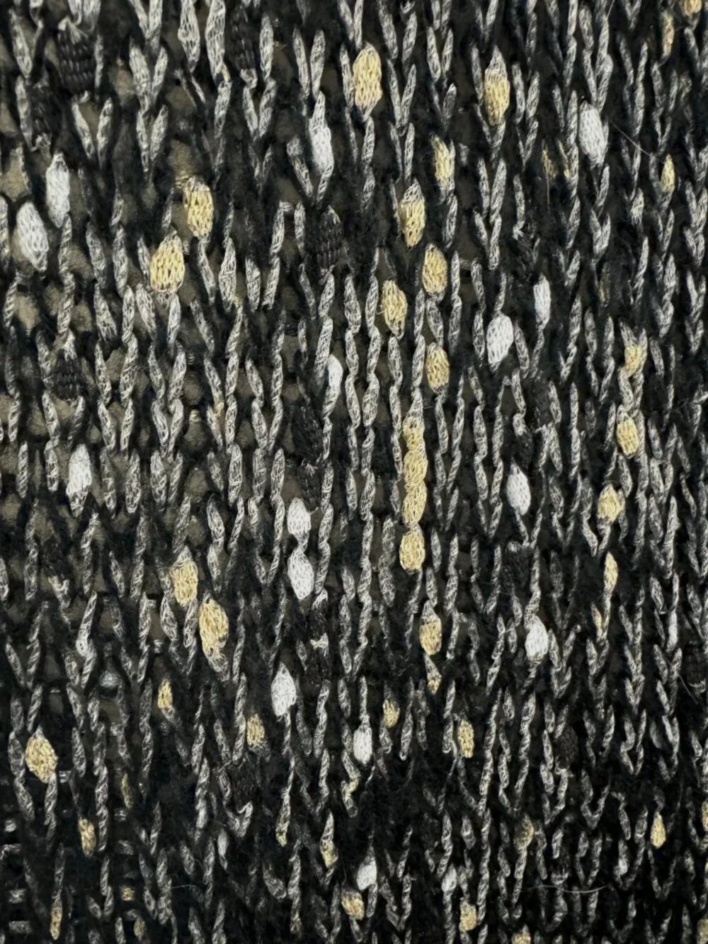 Avenue Black Gold Silver Metallic Ruana Wrap One Size Knit Shawl Sweater Plus Sz
